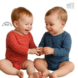 CARTER'S LONG SLEEVE STRIPPED ONE-PIECE RED & BLUE SET 18 MOS